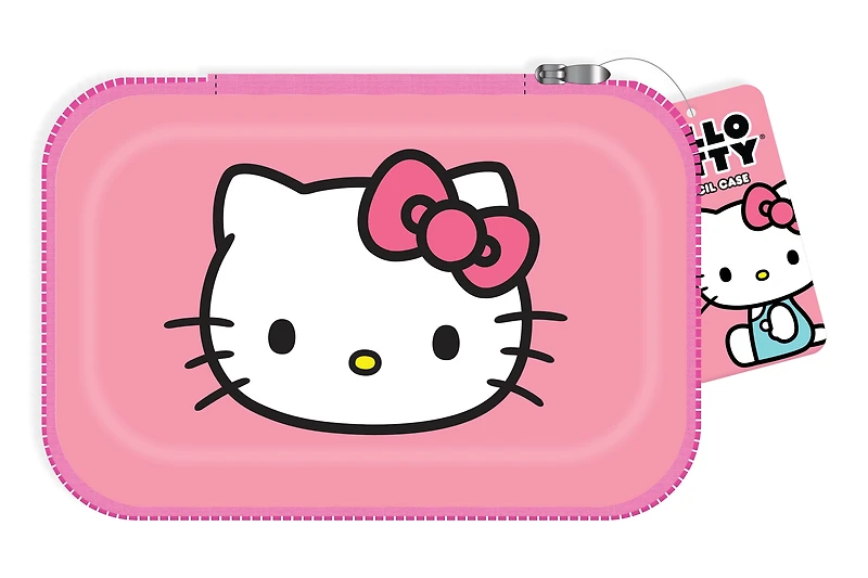 Sanrio Hello Kitty Pink Zipper Pencil Hard Case, 8.75" x 5.25", Elementary School