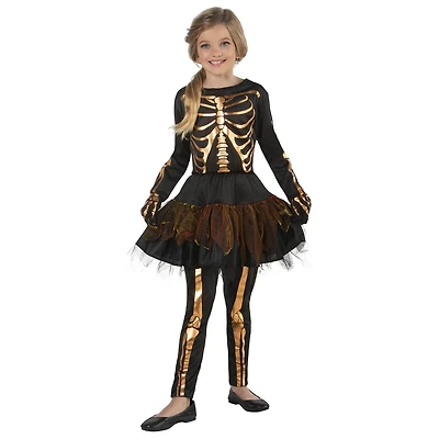 Costume de squelette cuivré pour filles M