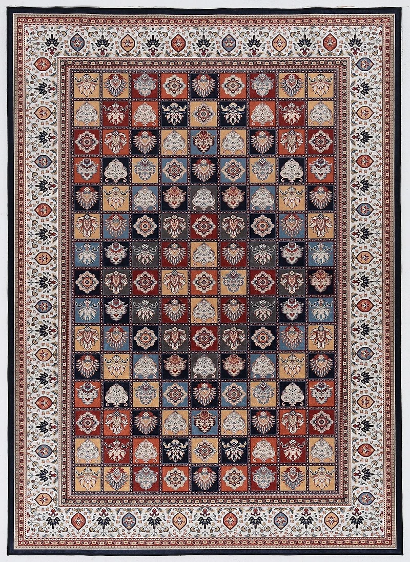 Tapis d'appoint Emerald Ritchie bleu & ivoire de 2 pi 2 po x 3 pi 2 po