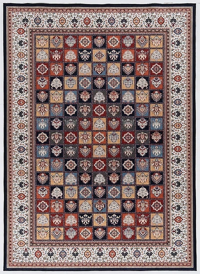 Tapis d'appoint Emerald Ritchie bleu & ivoire de 2 pi 2 po x 3 pi 2 po