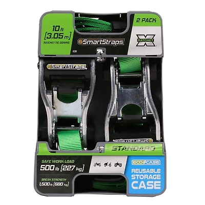 Attache à cliquet SmartStraps RatchetX, 3m (10 pi), 680 kg (1500 lb) Emballage de 2