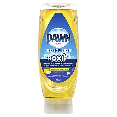 Savon à vaisselle Dawn Ultra + Oxi EZ-Squeeze, Détergent à vaisselle liquide, Citron, 535 mL 535 ml