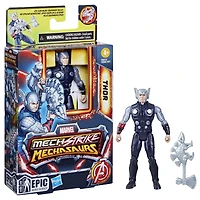 Marvel Mech Strike Mechasaurs Thor Action Figure, 4-Inch, with Weapon Accessory, Marvel Toys for Kids Ages 4 and Up