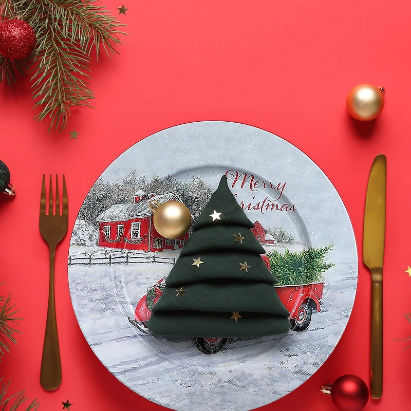 Printed Metal Charger Plate (Red Truck) (13") - Set of 12