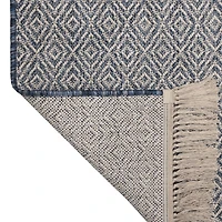 5'2x6'7 Valdez Blue Indoor Outdoor Patio Rug with Fringe