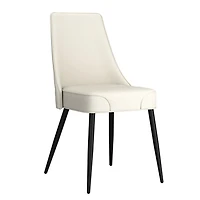 Moderne Similicuir et Métal Chaise à Similicuir, Jeu de 2 - Beige et Noir