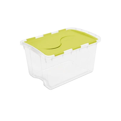 Sterilite 45L Hinged Lid Storage Box- Green, 45L