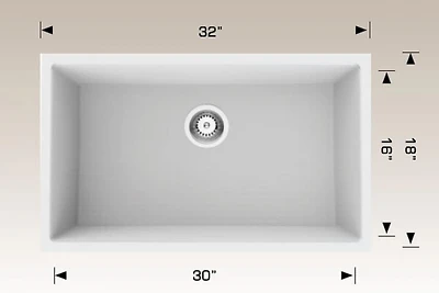 American Imaginations 32 pouces. W Évier de cuisine composite en granit blanc approuvé CSA avec 1 bolAI-34546