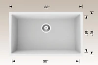 American Imaginations 32 pouces. W Évier de cuisine composite en granit blanc approuvé CSA avec 1 bolAI-34546