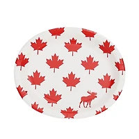 Façon de célébrer! Assiettes En Carton Feuille d'érable rouge ovale et orignal de la Fête du Canada, 10.4" x 12.2" ,8 ct