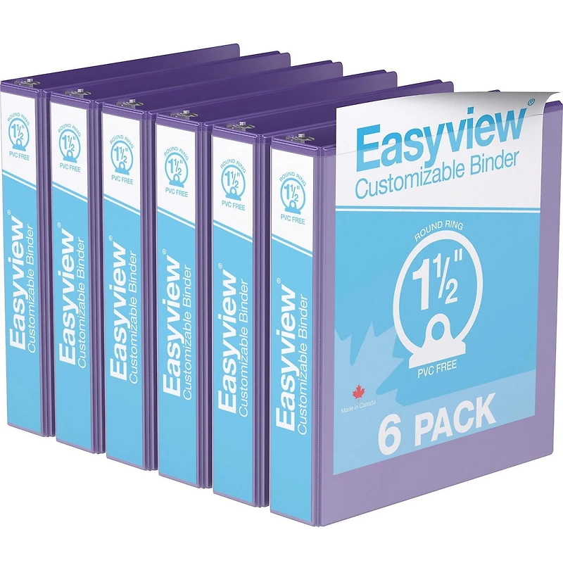 Davis Group, Easyview Premium, Round Ring, Customizable, View Binder, 6 Pack, 1.5"