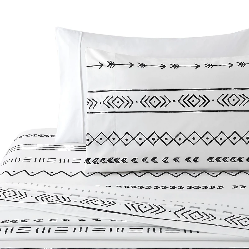 Marina Decoration Ultra Soft Silky Deep Pocket Rich Printed Bedding Rayon from Bamboo All Season Sheet Set with Pillowcases, Simplify Modern Geometric Pattern