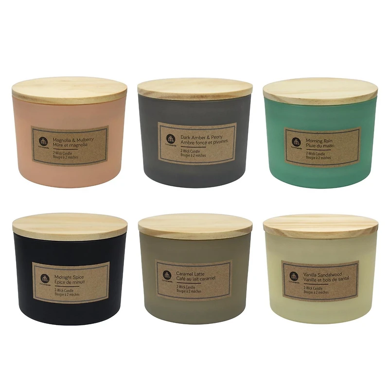 Hometrends 12oz Magnolia & Mulberry Scented 2-Wick Frosted Jar Candle