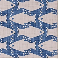 Tapis d'appoint lavable Seabourne 3 pi x 5 pi ivoire et bleu