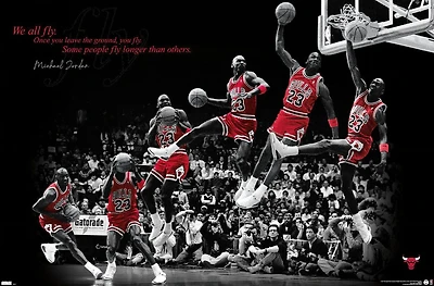 Michael Jordan - Fly Wall Poster, 22.375" x 34" Framed
