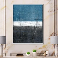 Designart Teal Meets Grey Abstract Art FLOAT FRAME WALL ART