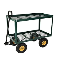 Double Deck Steel Nursery Cart w/Pneumatic Tires 34" x 18"