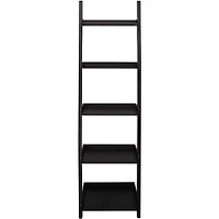 Kiera Grace Bestselling Providence Hadfield Decorative Engineered Wood 5-Tier Leaning Ladder Bookshelf For Home, Room, & Office, 14”L x 18”W x 66”H, Black