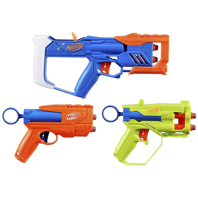 Nerf N Series Triple Action Pack, 3 Blasters, 12 Nerf N1 Darts Compatible Only with Nerf N Series Blasters, Ages 8 and up