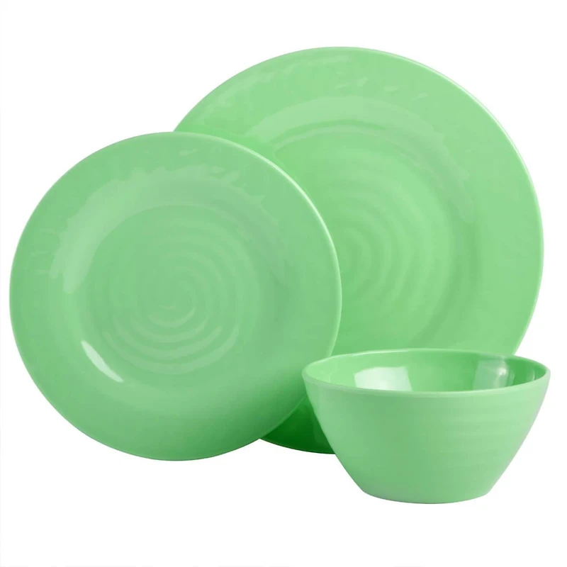 Gibson Home Brist Multicolor 12 Piece Melamine Dinnerware Set, 4 Assorted Colors