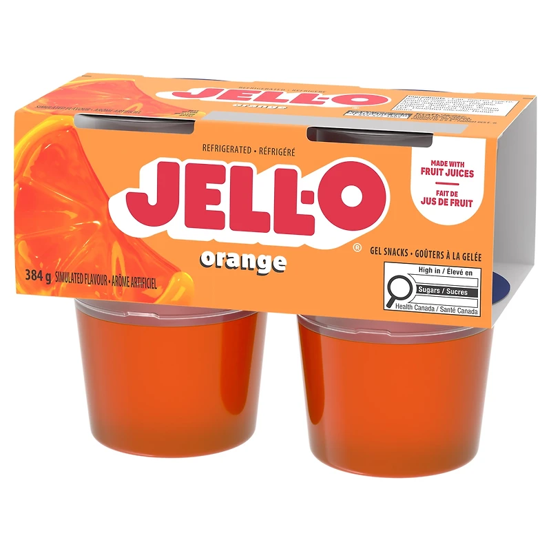 Goûters À La Gelée Réfrigéré À Saveur D'Orange, Paquet De 4 Coupes x 96g