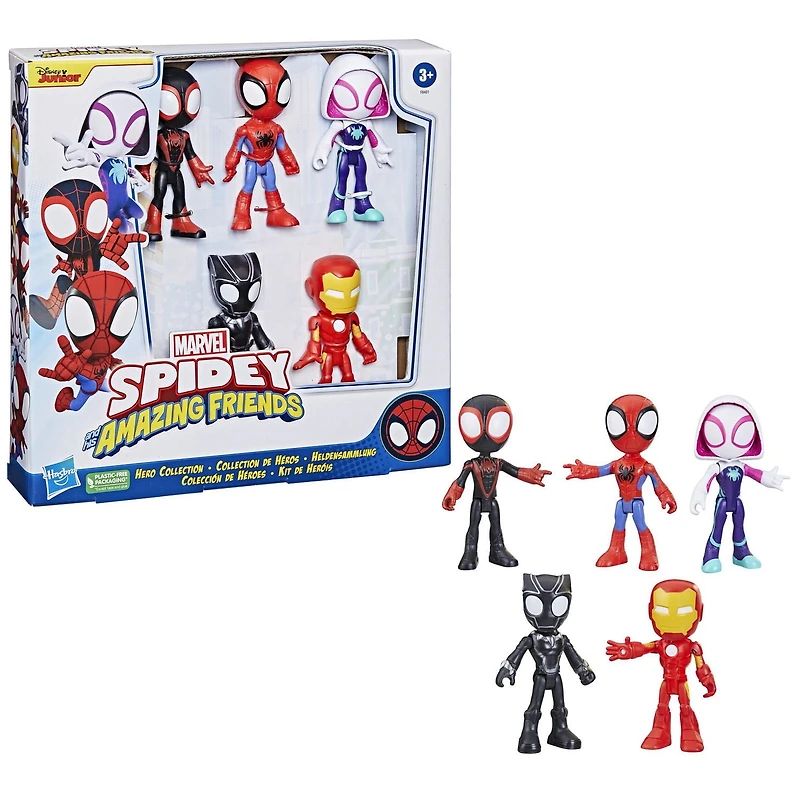Marvel Spidey and His Amazing Friends Hero Collection Pack, 5 Action Figures, Toy For Kids Ages 3 And Up