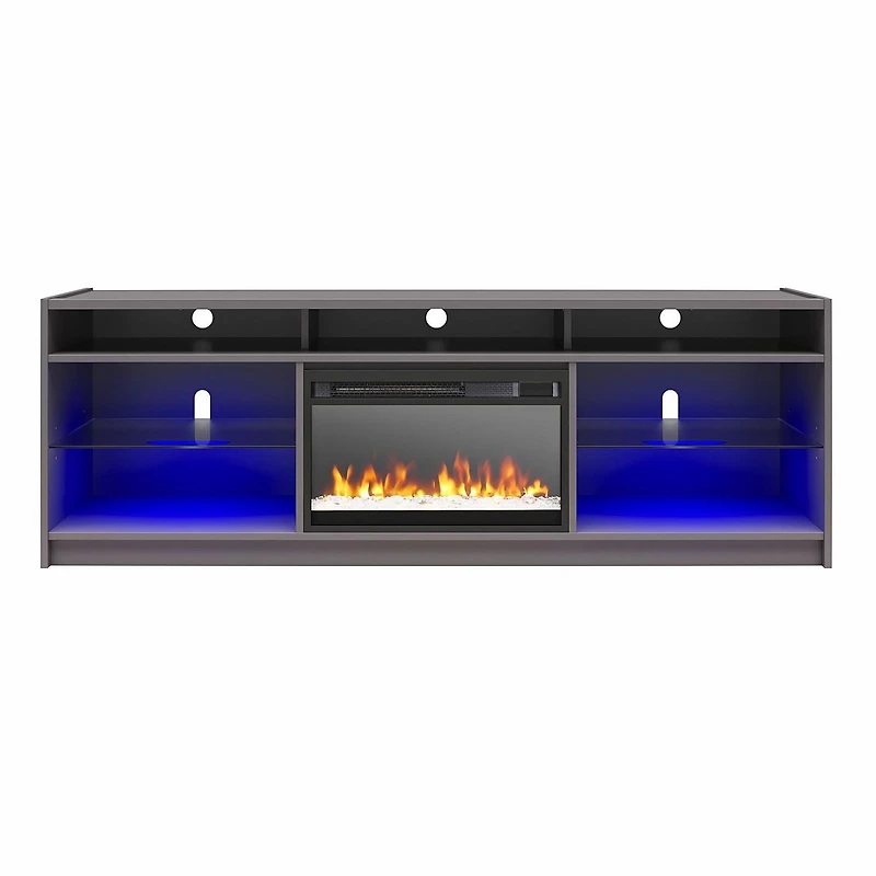 Ameriwood Home Luna Electric Fireplace TV Stand for TVs up to 65", Graphite Gray