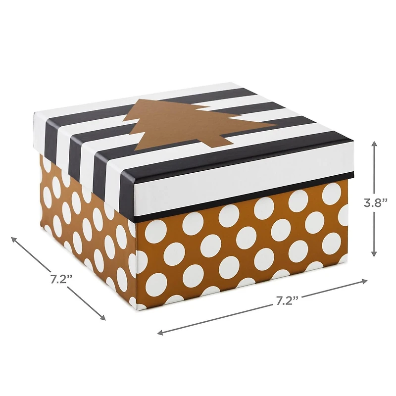 Hallmark Gold Tree on Stripes 7.2" Small Square Christmas Gift Box