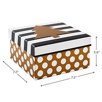 Hallmark Gold Tree on Stripes 7.2" Small Square Christmas Gift Box