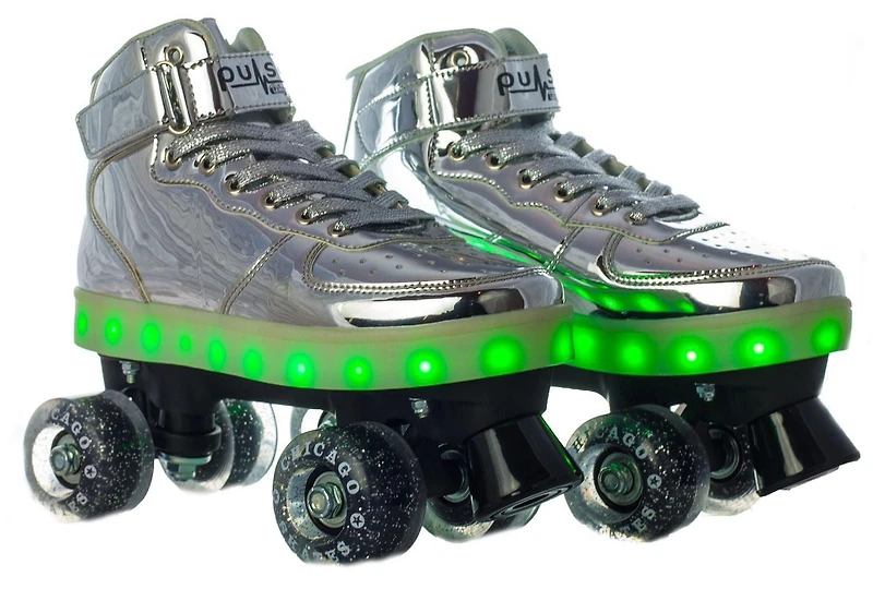 Chicago Skates - Patins à roulettes lumineux à LED Pulse, argent, taille 1