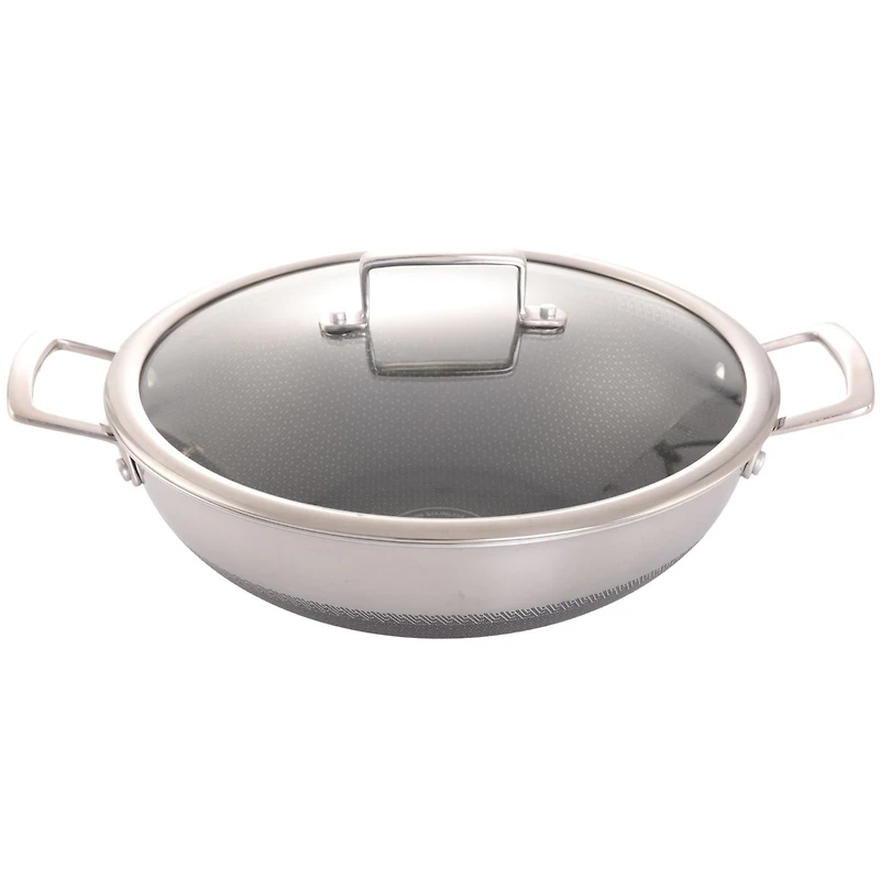 Verka Tri Ply Stainless Steel Wok (Karahi) 28cm, with Lid, comes with two handles