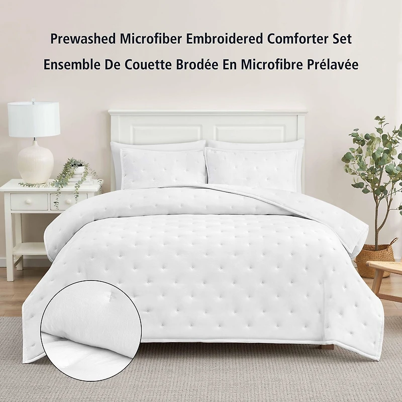Mainstays 3-Piece Comforter Set, Arctic White, Double Queen, Double Queen