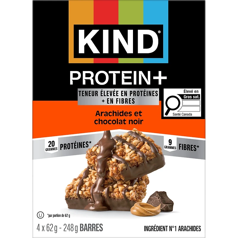 KIND PROTEIN+ Peanuts & Dark Chocolate, 62 g, 4 Bars