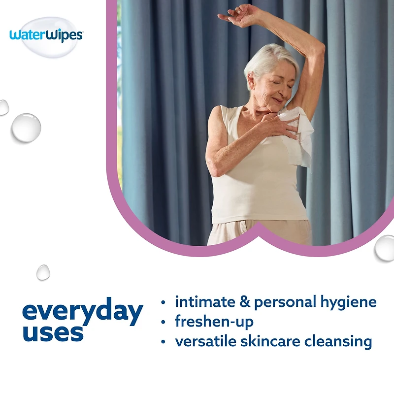 WaterWipes Sensitive+ Body & Intimate Wipes, 3-In-1 Cleans, Cares, Protects, 99.9% Water, Unscented & Hypoallergenic Hygiene Wet Wipes, Adult Care, 30 Count