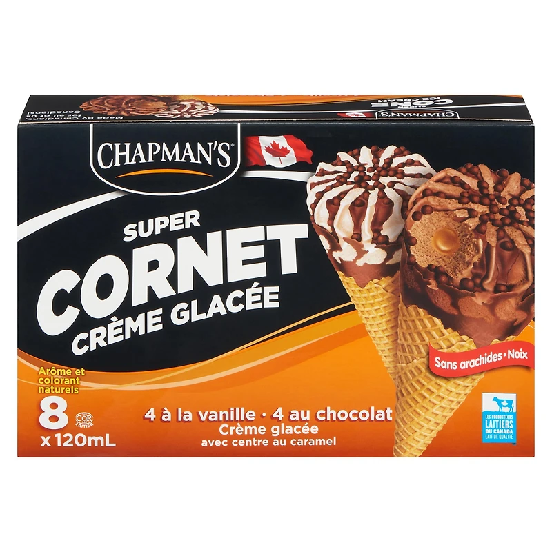 Chapman's Super Caramel Centre Ice Cream Cone in a Box, 8 x 120mL