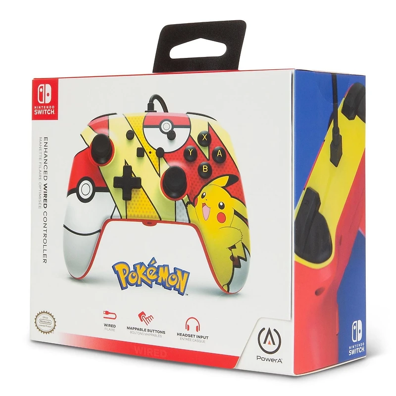Manette câblée améliorée PowerA Pokémon pour Nintendo Switch,  Pikachu Pop Art