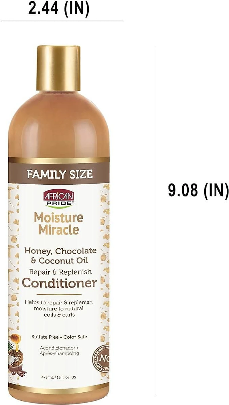 African Pride Moisture Miracle Honey, Chocolate & Coconut Oil Conditioner 16oz, Conditioner 16oz