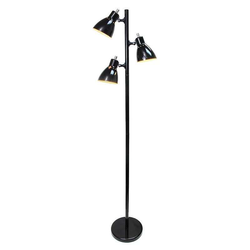 Lampe de sol en métal à 3 lumières pour arbre, finition noire, Simple Designs