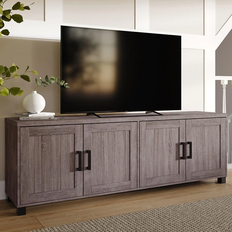 Meuble TV CorLiving Virlomi en bois d'ingénierie avec portes pour la plupart des téléviseurs jusqu'à 85 pouces