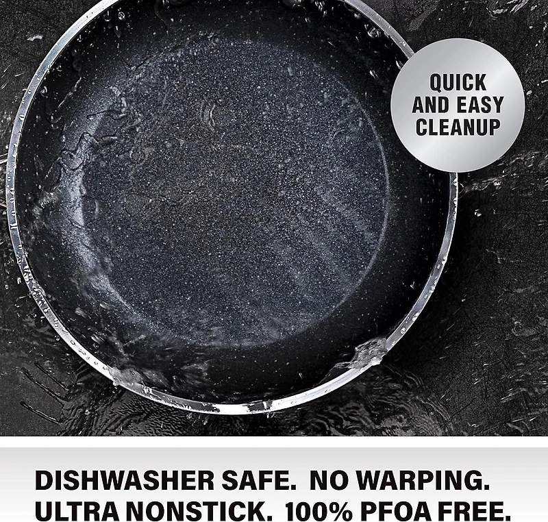 Granitestone Casserole antiadhésive de 3 litres avec couvercle en verre, petite casserole avec couvercle - Revêtement ultra durable avec extérieur brossé argenté - 100 % sans PFOA - Passe au lave-vais