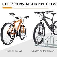 HOMCOM 5-Bike Bicycle Floor Parking Rack Cycling Storage Stand Silver