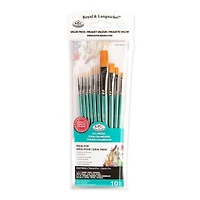 Royal & Langnickel - 10pc Gold Taklon Detail Variety Paint Brushes, 10pc Gld Tak Variety Brush Set