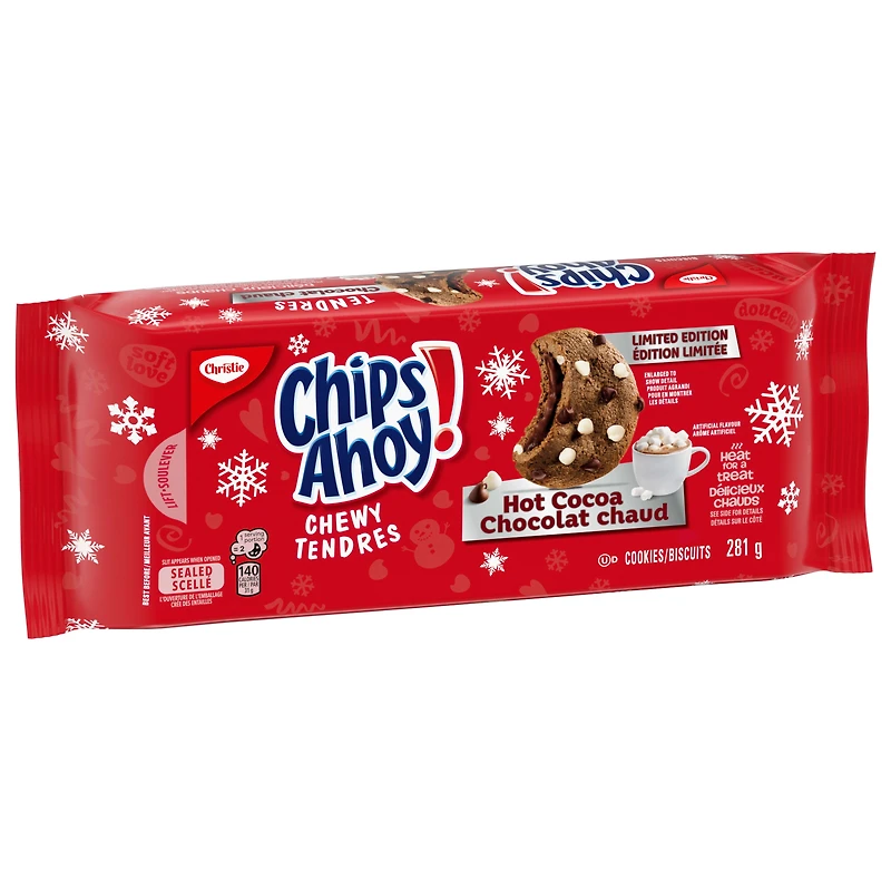 Les biscuits aux pépites à saveur de chocolat CHIPS AHOY! Chocolat chaud, biscuits des fêtes série limitée 281 g