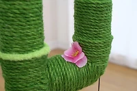 Home4Cat Cactus Sisal Cat Scratching Post with Hanging Toy, Green