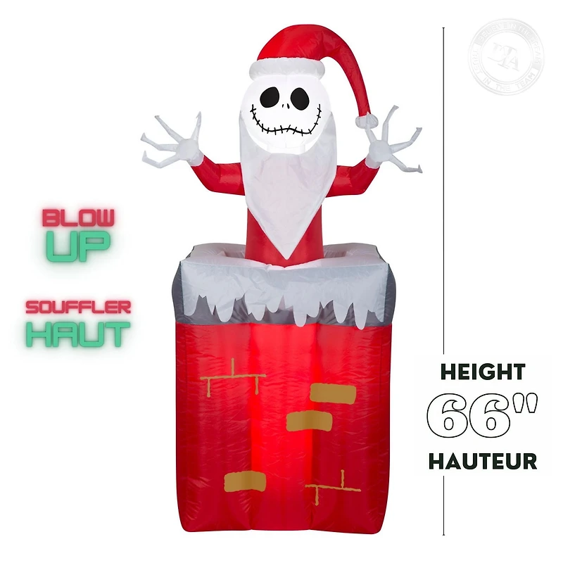 Animated Christmas Inflatable Jack Skellington in Chimney