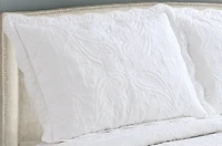 Couvre-lit brodé Marina Decoration, couvre-lit ultra doux et uni, parure de lit d'été avec taie d'oreiller matelassée, motif cachemire floral ivoire
