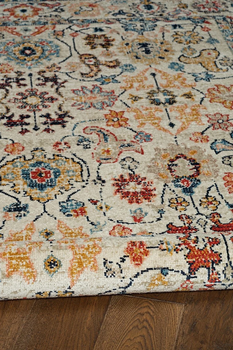 Tapis d'appoint Grand Zéro Laramie ivoire & bleu de 3 pi x 5 pi