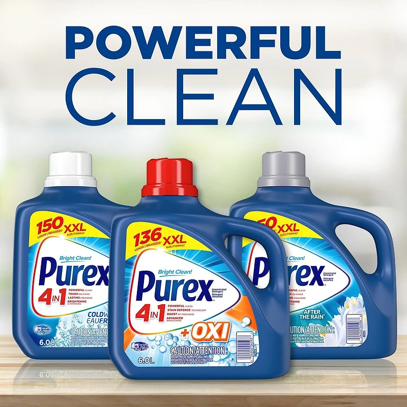 Purex + Oxi 4 en 1 détergent à lessive liquide, 1,92 litres, 43 brassées 1,92 litres, 43 brassées