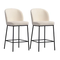 Lot de 2 tabourets de bar d'intérieur modernes et rembourrés en tissu bouclé de luxe Addison de CorLiving