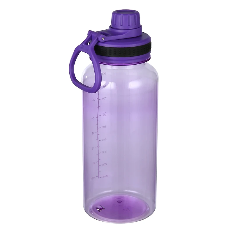 Mainstays 34oz Purple Plastic Wide Mouth Sports Water Bottle with Twist Top Lid, MS Black Sports Bottle